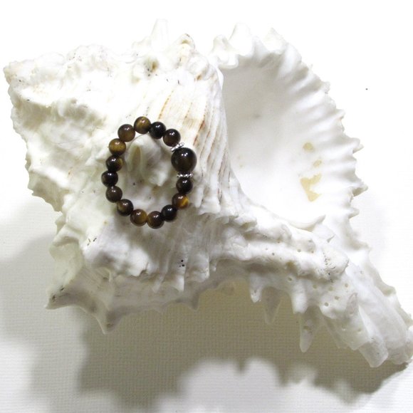Natural Tiger's Eye Calming Gemstone Ring - Picture 2 of 3